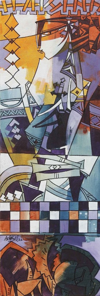 Ashkal, Acrylic on canvas, 12 × 36 (OGK1009)