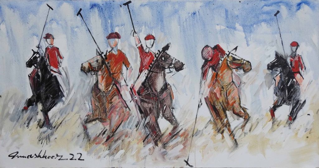 Mashkoor Raza, Oil on canvas, 24 × 48 (OGK1029)