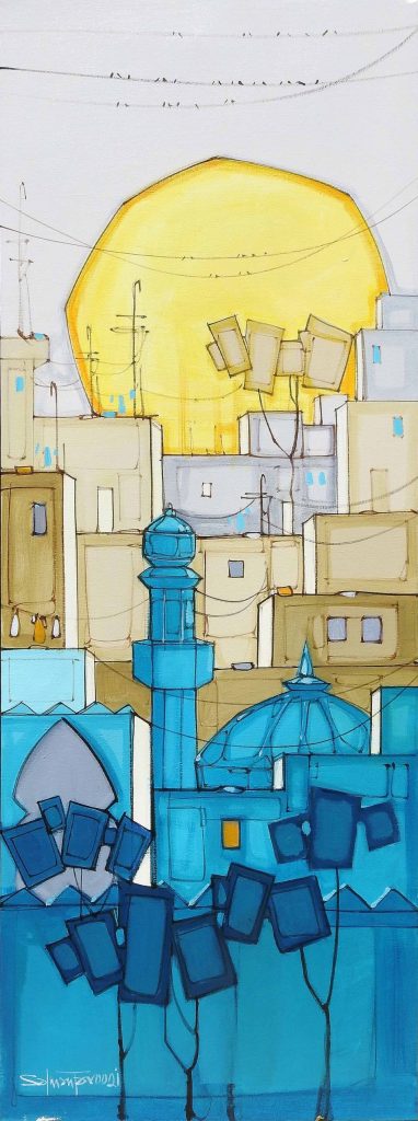 Salman Farooqi, Acrylic on canvas, 18 × 48 (OGK1098)