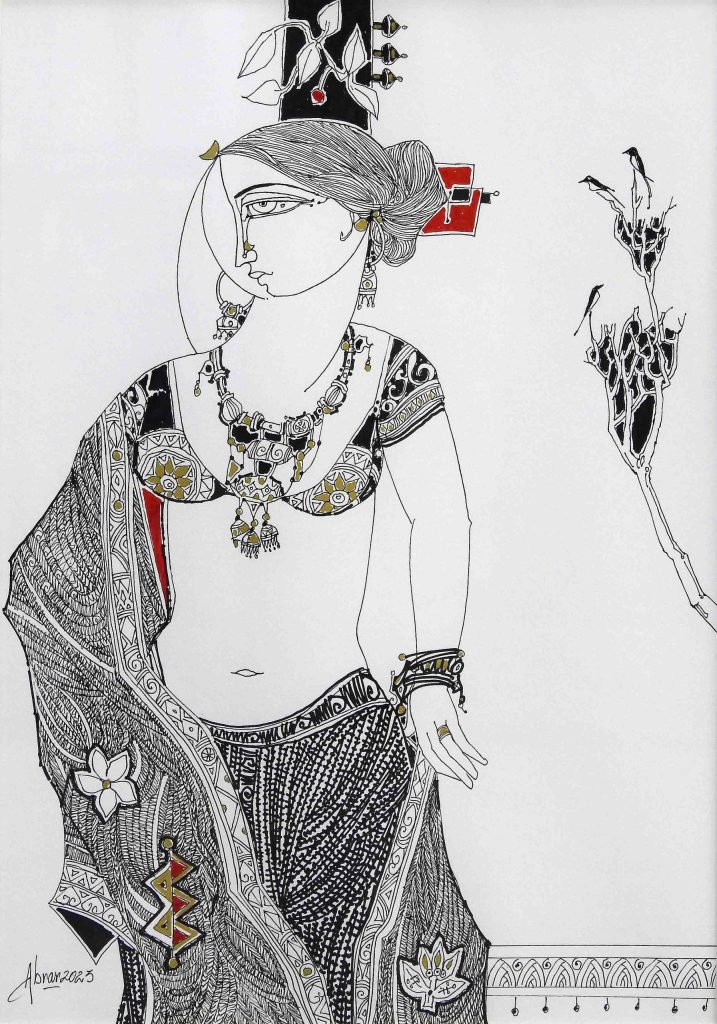 Abrar Ahmed, Pen & ink on paper, 12 × 17 (OGK1150)