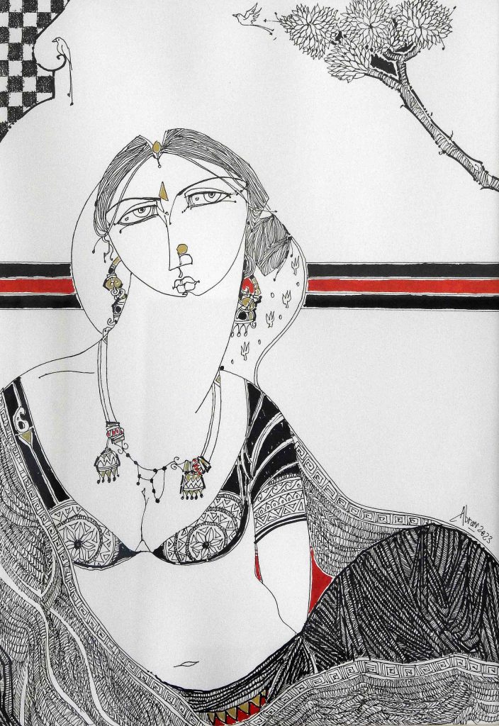 Abrar Ahmed, Pen & ink on paper, 12 × 17 (OGK1151)