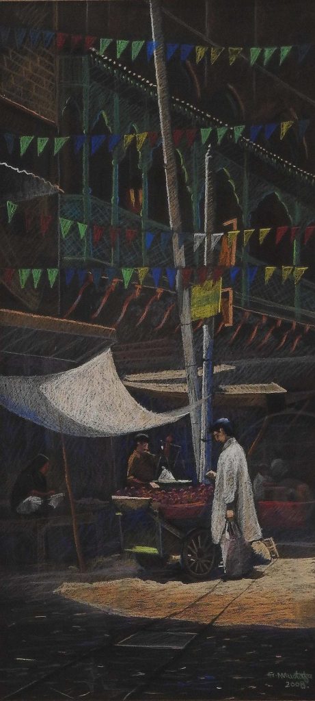 Ghulam Mustafa, Pastel on paper, 22 × 48 (OGK1161)