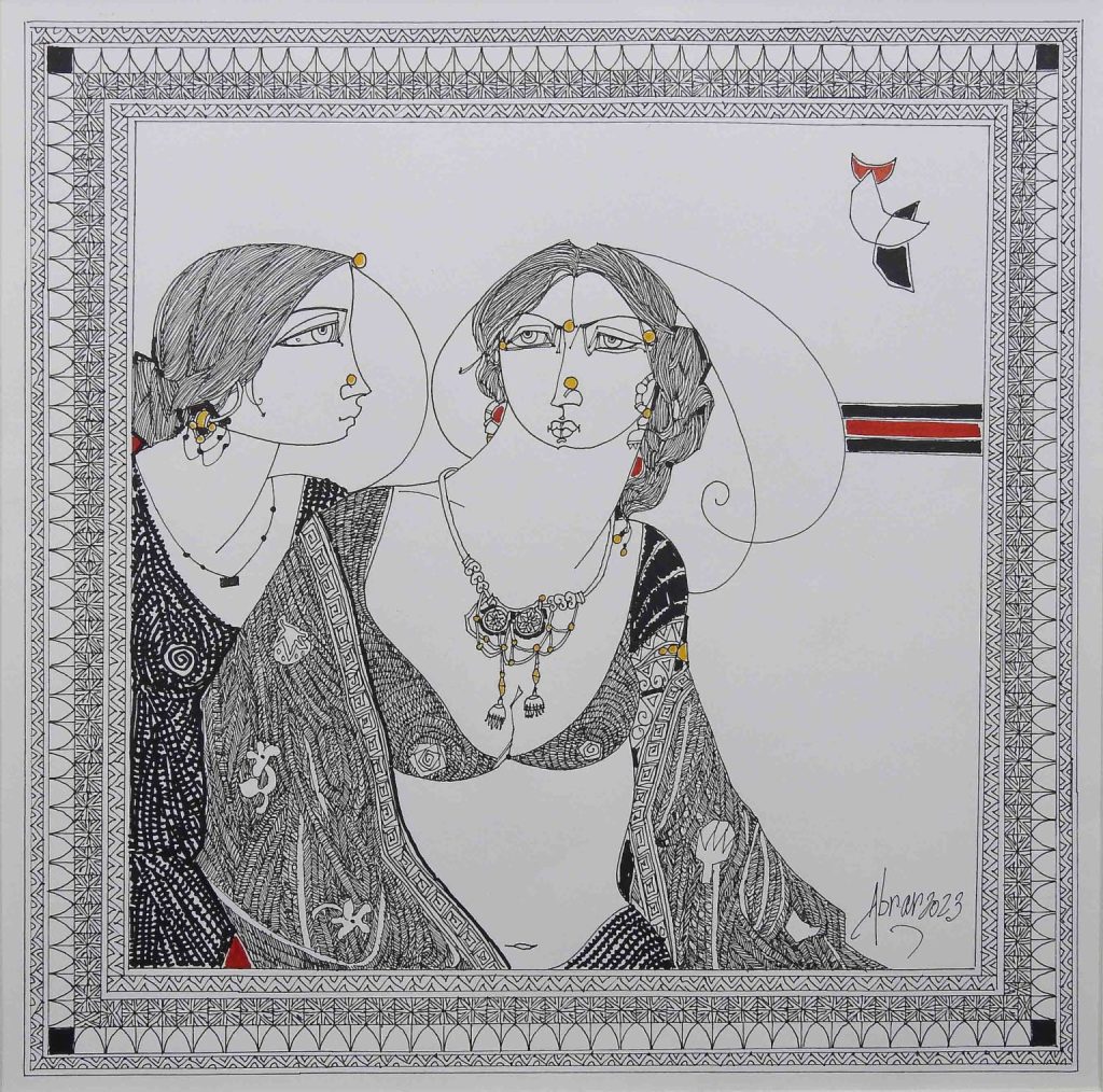 Abrar Ahmed, Pen & ink on paper, 17 × 17 (OGK1221)