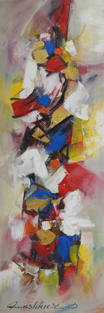 Mashkoor Raza, Oil on canvas, 12 × 36 (OGK1225)