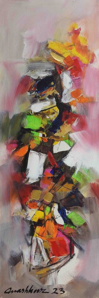 Mashkoor Raza, Oil on canvas, 12 × 36 (OGK1226)
