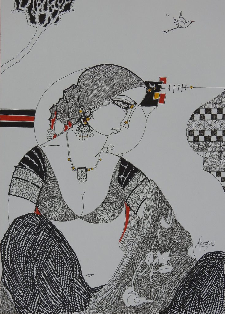 Abrar Ahmed, Pen & ink on paper, 12 × 17 (OGK1260)