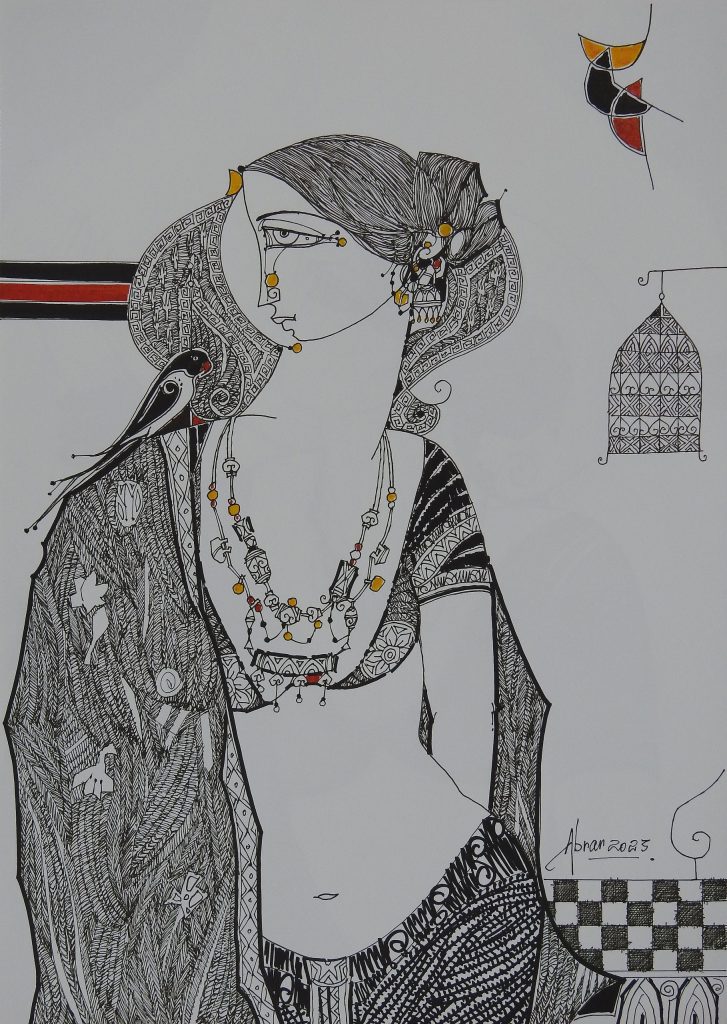 Abrar Ahmed, Pen & ink on paper, 12 × 17 (OGK1262)