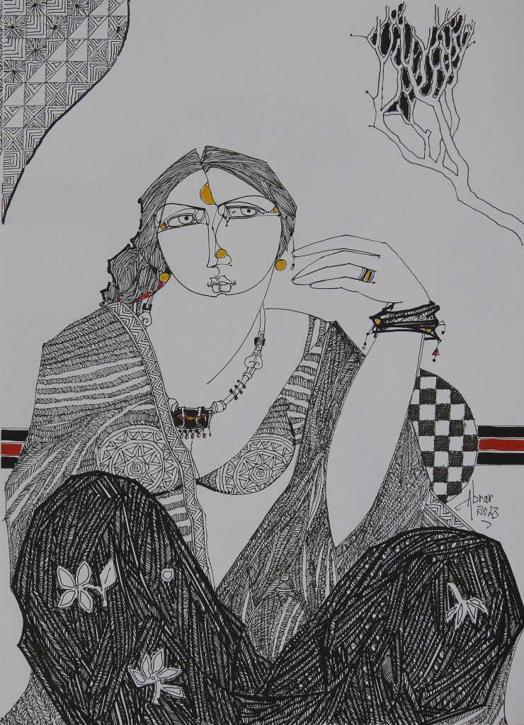 Abrar Ahmed, Pen & ink on paper, 12 × 17 (OGK1263)