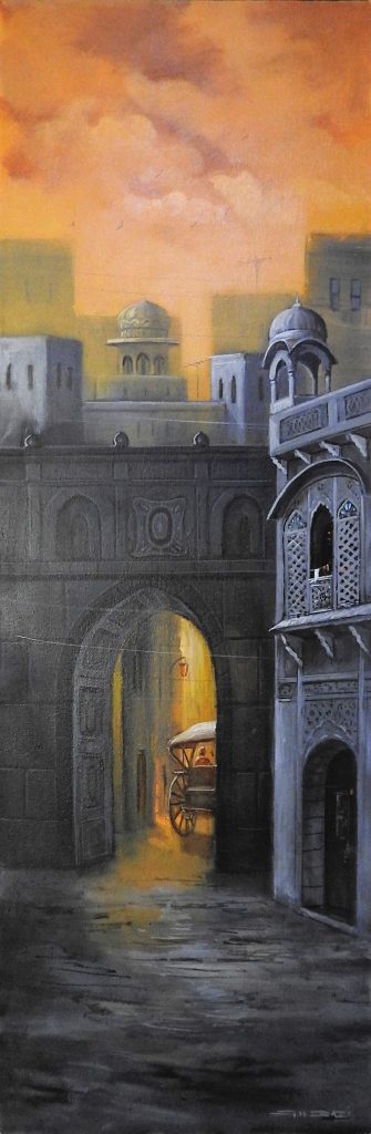 G N Qazi, Oil on canvas, 36 × 12 (OGK173)