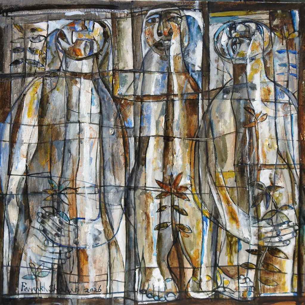 Farrukh Shahab, Oil & acrylic on canvas, 30 × 30 (OGK2024)