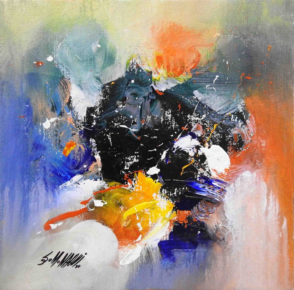S M Naqvi, Acrylic on canvas, 14 × 14 (OGK452)