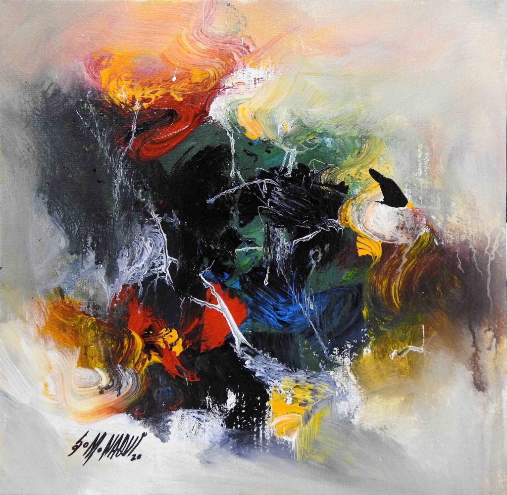 S M Naqvi, Acrylic on canvas, 14 × 14 (OGK453)
