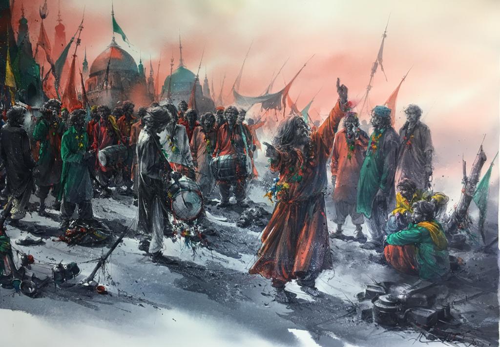 Ali Abbas, Watercolor on paper, 33 × 23 (OGK477)