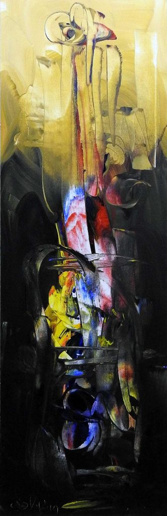 Riaz Rafi, Acrylic on canvas, 36 × 12 (OGK519)