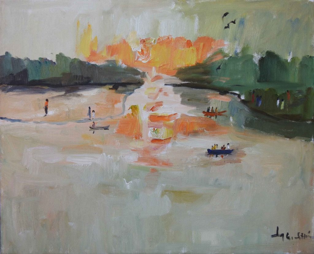 Iqbal Hussain, Oil on canvas, 18 × 24 (OGK615)