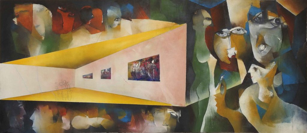 Riaz Rafi, Acrylic on canvas, 36 × 84 (OGK695)
