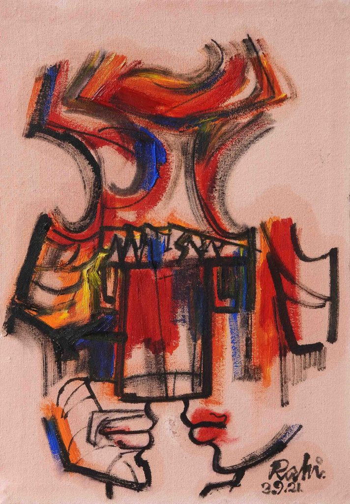 Mansoor Rahi, Oil on canvas, 18 × 12 (OGK798)