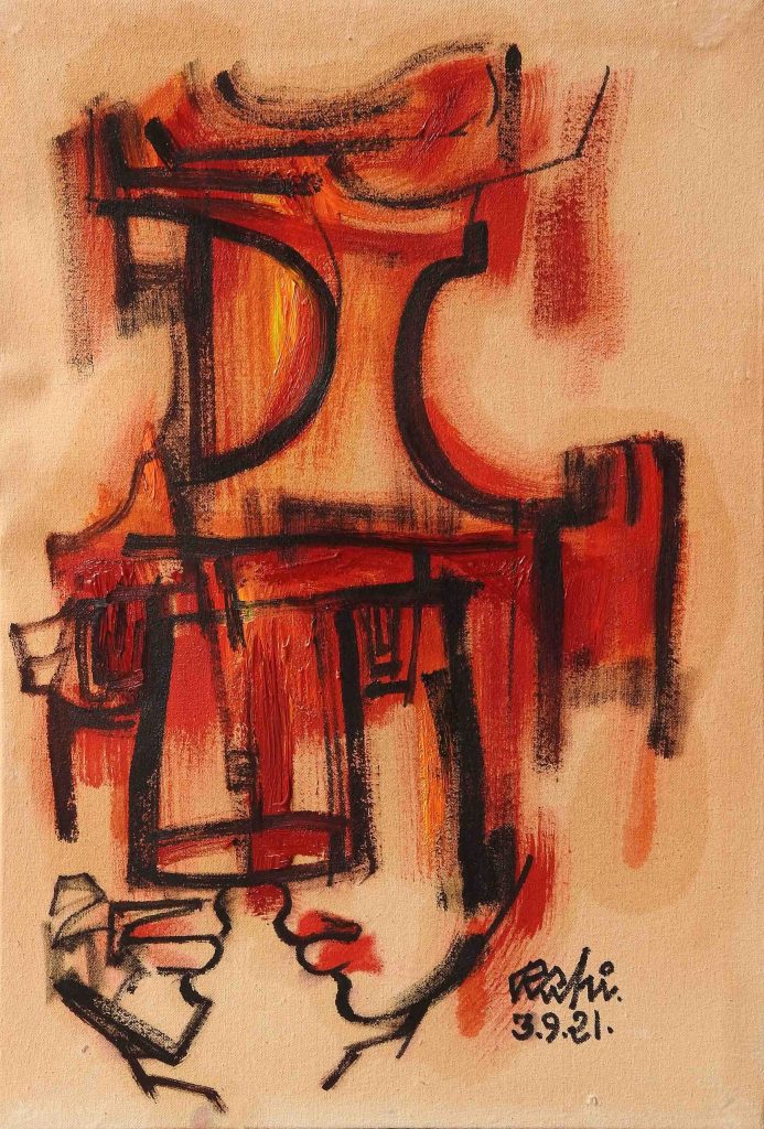 Mansoor Rahi, Oil on canvas, 18 × 12 (OGK802)