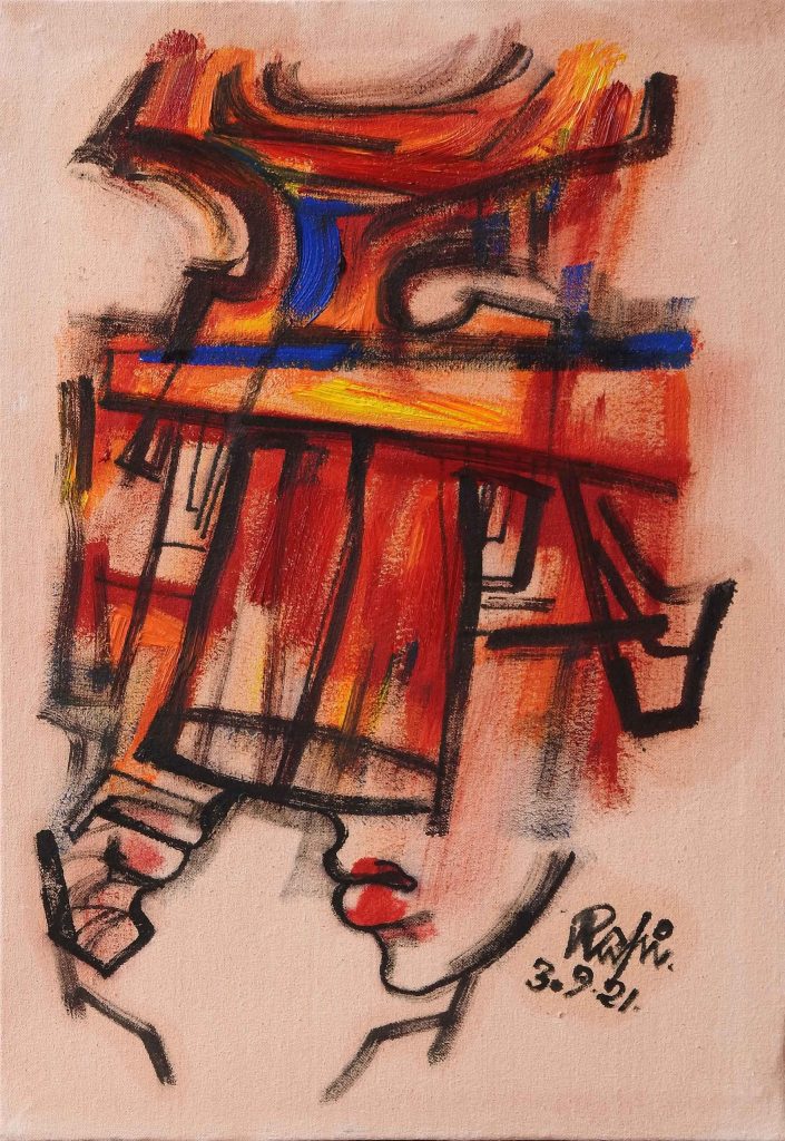 Mansoor Rahi, Oil on canvas, 18 × 12 (OGK804)
